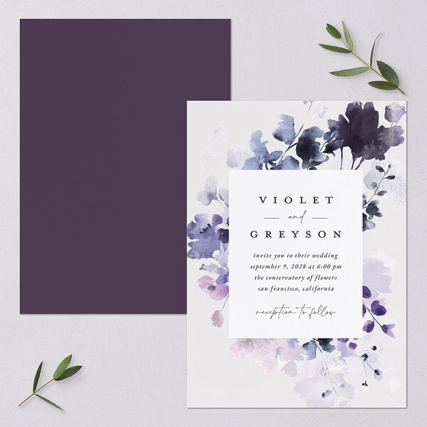Ethereal Floral Wedding Invitations Sheer Lilac Signature Blank No Standard