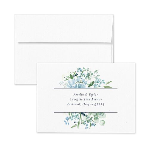 In Bloom Wedding Response Card Standard Envelopes White Standard Moody Blue Return Address Signature