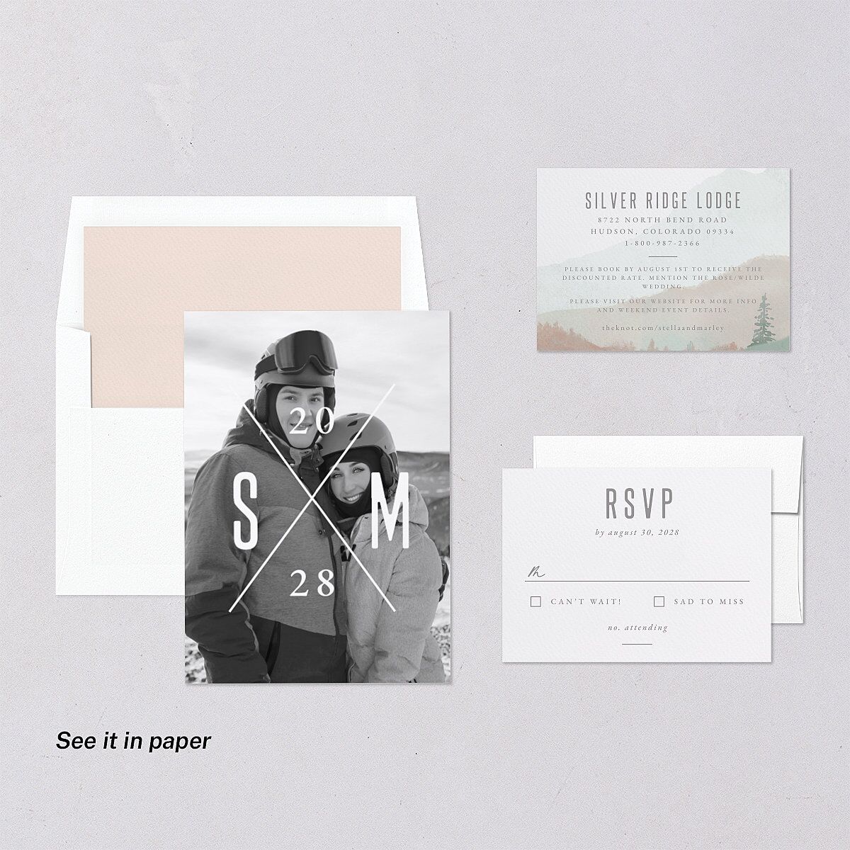 Painted Mountains Digital Save the Date Cards Eucalyptus Dusty Blue Lets Celebrate Standard