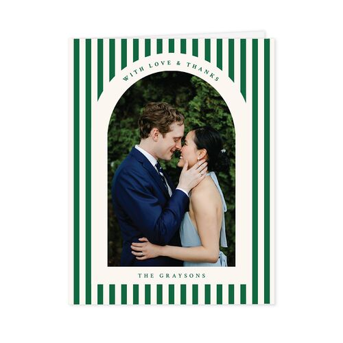 Classic Holiday Stripes Thank You Cards Jewel Green