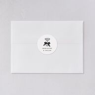 Classic Champagne with Bows Wedding Stickers Pure White Circle