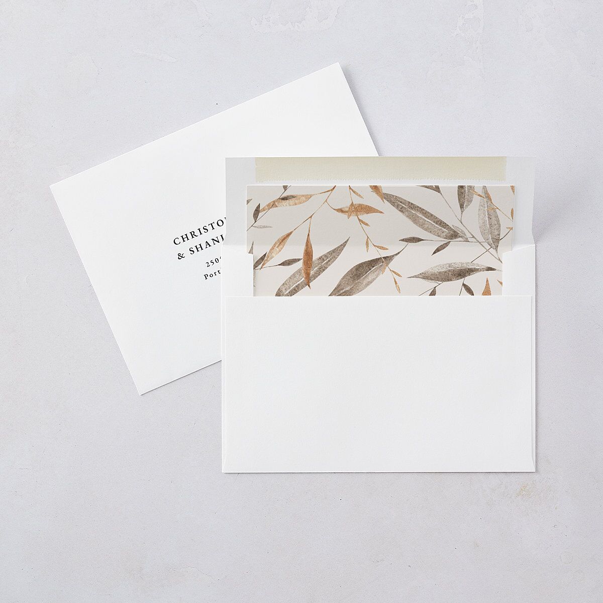 Leafy Rustic Monogram Envelope Liners — view 1