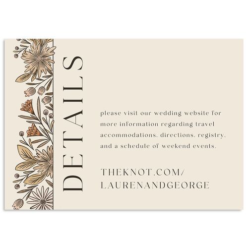 Timeless Wildflowers Wedding Event Detail Cards Sepia Signature Standard