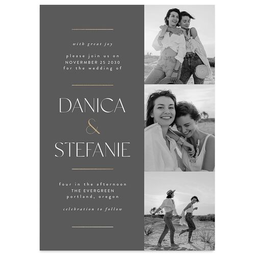 Windows Wedding Invitations Gold Steel Gray Signature Blank No Standard