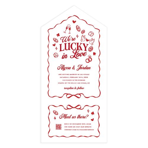 Hand Drawn Las Vegas Hearts All-in-One Wedding Invitations Ruby Signature Light Both Recipient and Return Addresses No