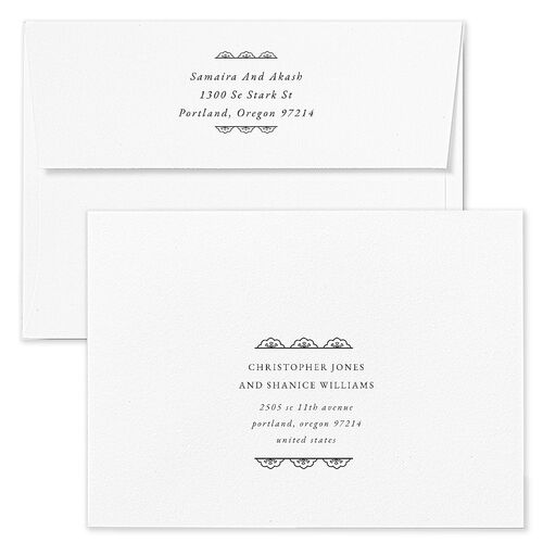 Gilded Lehenga Wedding Invitation Envelopes Kraft Pure White Return Address Standard Signature