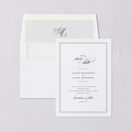 Classic Black Tie Save The Date Cards Pure White Signature smooth Blank No Standard