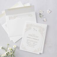 Love Story Lace Wedding Invitations Pure White Signature Blank No Standard
