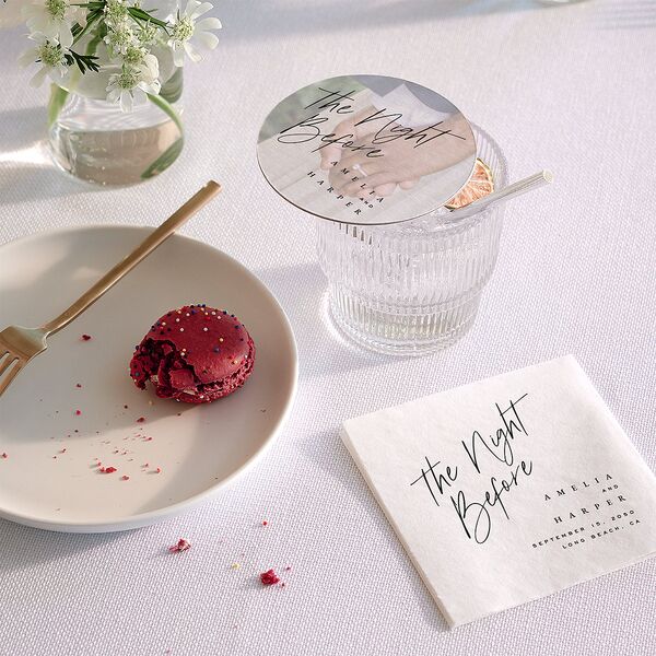 The Night Before You Are Mine Photo Wedding Day Coasters Pure White Cardboard Circle