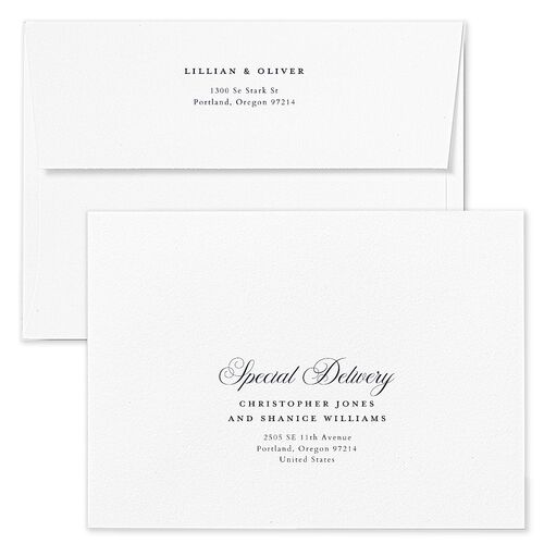 Traditionally Classic Wedding Invitation Envelopes Navy White Both Recipient and Return Addresses Standard Signature