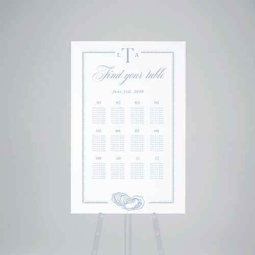 Coastal Oysters and Anchors Standard Seating Chart Large Sea Blue Standard Indoor Foam Core L Seating