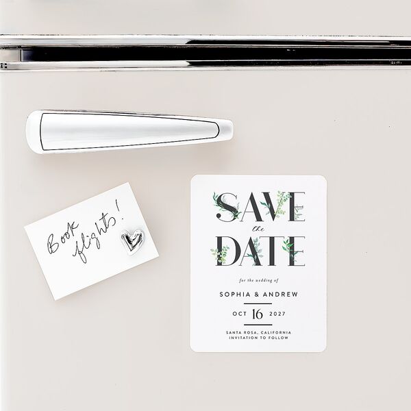 Leafy Ampersand Save The Date Magnets Eucalyptus Magnet Paper