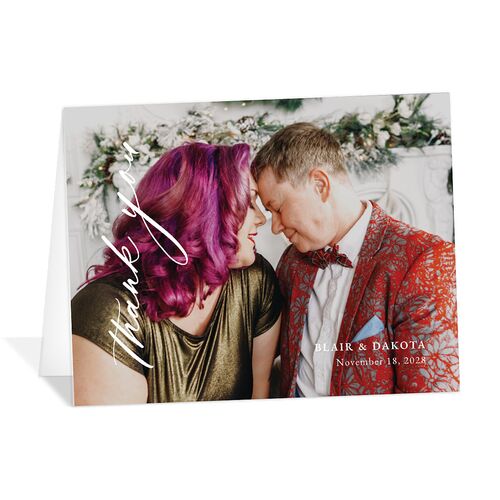 Vertical Names Thank You Cards Moody Blue