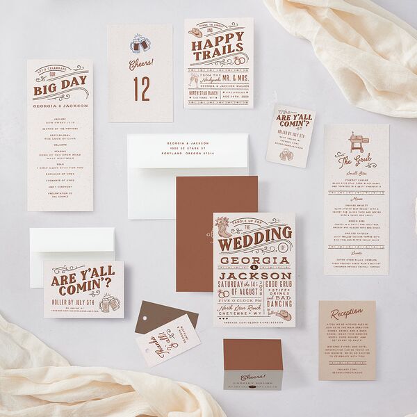 Western I Do BBQ Wedding Invitations Saddle Signature Blank No Standard