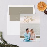 Just Merried Holiday Cards Gold Fawn Signature Blank Portrait  Standard