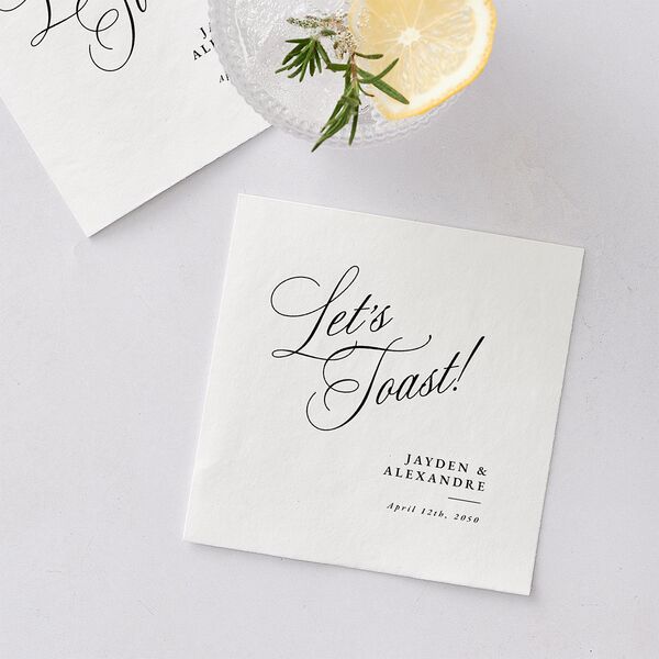 Elegant Engagement Party Calligraphy Cocktail Napkins Champagne Napkin Uncoined