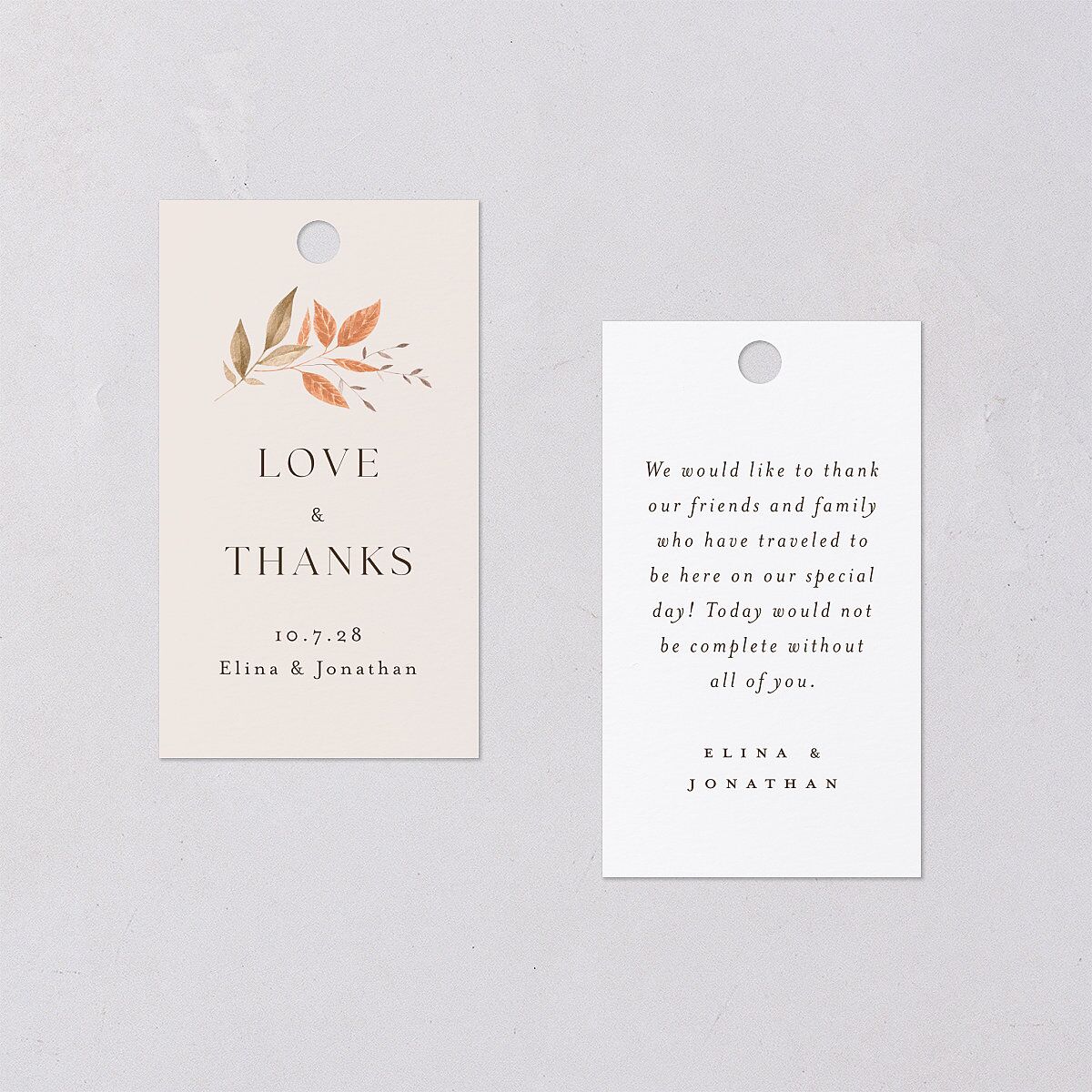 Leafy Rustic Monogram Favor Gift Tags Raw Sienna Signature