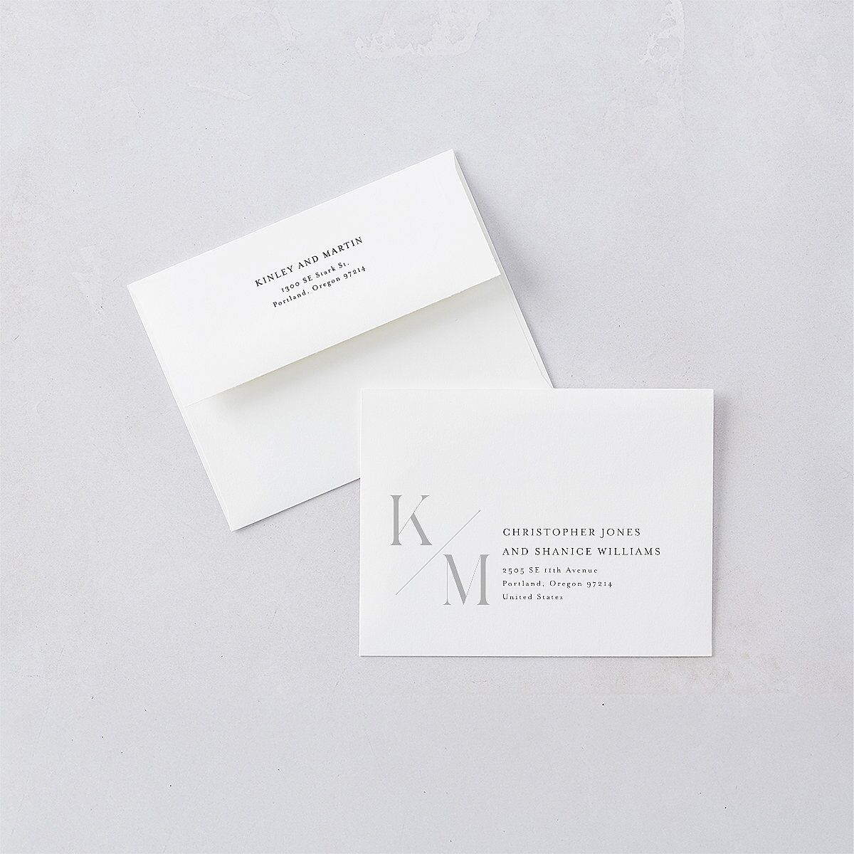 Monogram Slant Save the Date Petite Cards Licorice Signature smooth Blank No Standard