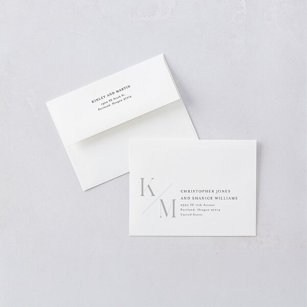 Monogram Slant Save the Date Petite Cards Licorice Signature smooth Blank No Standard
