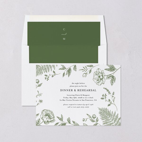 Classic Botanical Border Rehearsal Dinner Invitations Thyme Signature Blank Standard