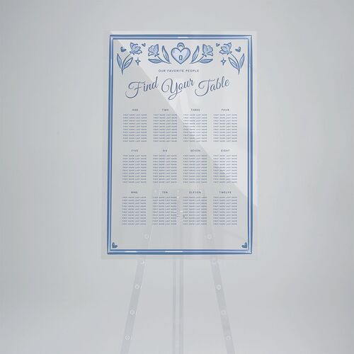 Vintage Heart Locket Acrylic Seating Chart Large Ocean Standard Acrylic L Seating