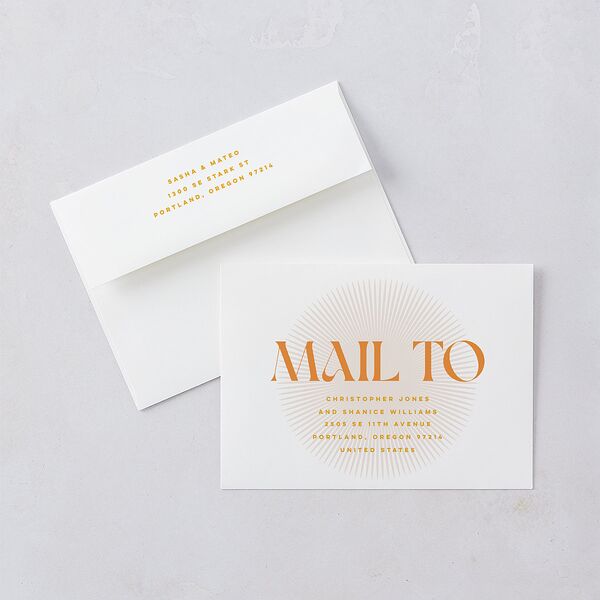 Retro Sunburst Wedding Invitations Pumpkin Signature Blank No Standard