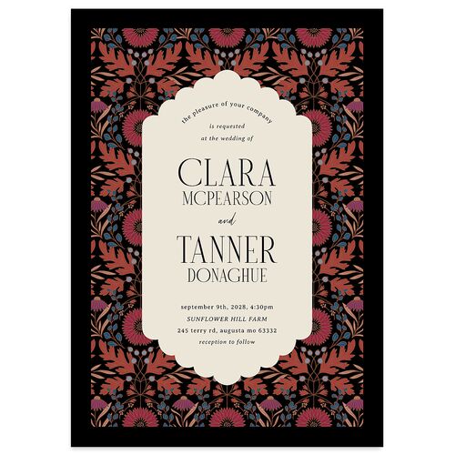 Ornate Garden Wedding Invitations Garnet Signature Blank No Standard