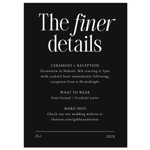 Stay For The Party Wedding Event Detail Cards Midnight Signature Standard