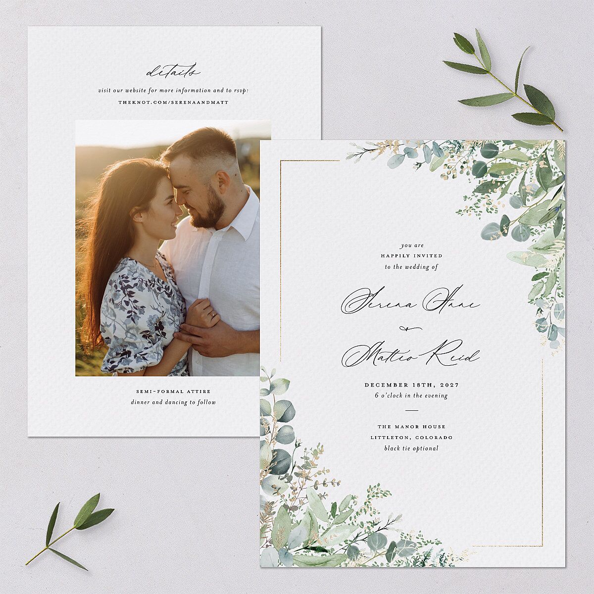 Shining Greenery Wedding Invitations — view 1