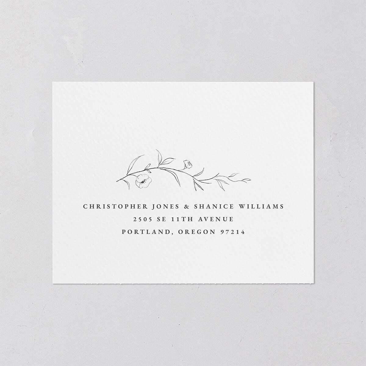 Graceful Botanical All-in-One Wedding Invitations Shadow Gray Signature Light Both Recipient and Return Addresses No