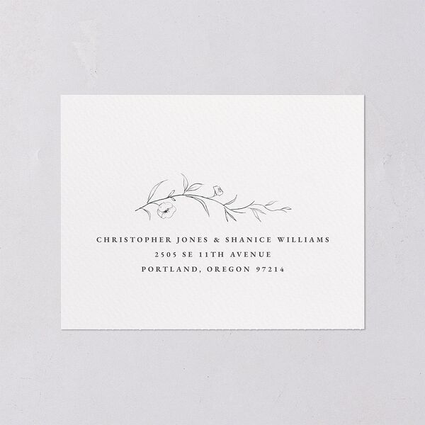 Graceful Botanical All-in-One Wedding Invitations Shadow Gray Signature Light Both Recipient and Return Addresses No