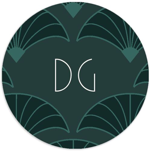Gatsby Deco Arch Wedding Stickers Dark Emerald Circle