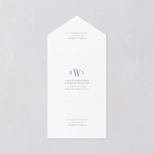 Elegant Wedding Of All-in-One Wedding Invitations Dusty Blue Signature Light Both Recipient and Return Addresses No