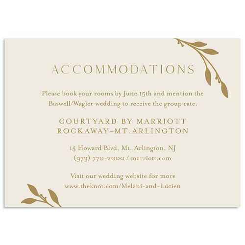 Gilded Sprigs Wedding Enclosure Cards Biscotti Signature Standard