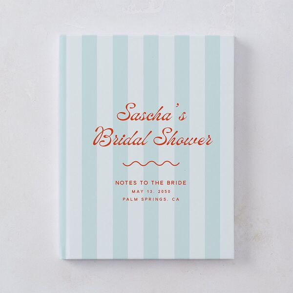 Cabana Stripes Bridal Shower Guest Books Pastel Blue