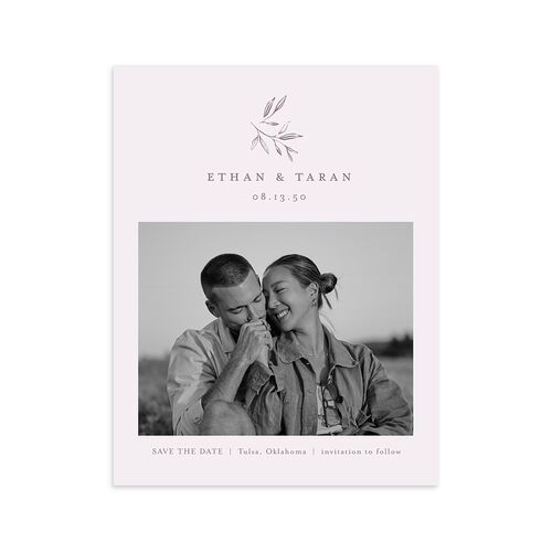 Minimal Leaves Save the Date Petite Cards Sheer Lilac Signature smooth Blank No Standard