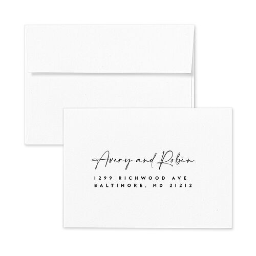 Modern Vow Wedding Response Card Standard Envelopes White Slate Return Address Signature Standard