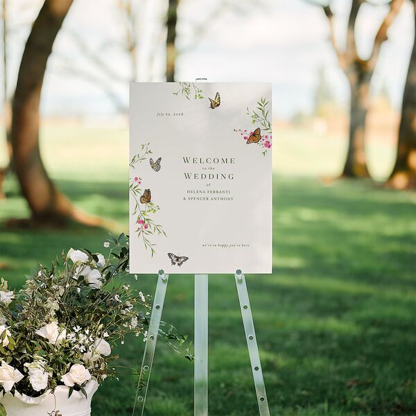 Rustic Butterflies Standard Welcome Sign Medium Scottish Green Standard Indoor Foam Core M Welcome