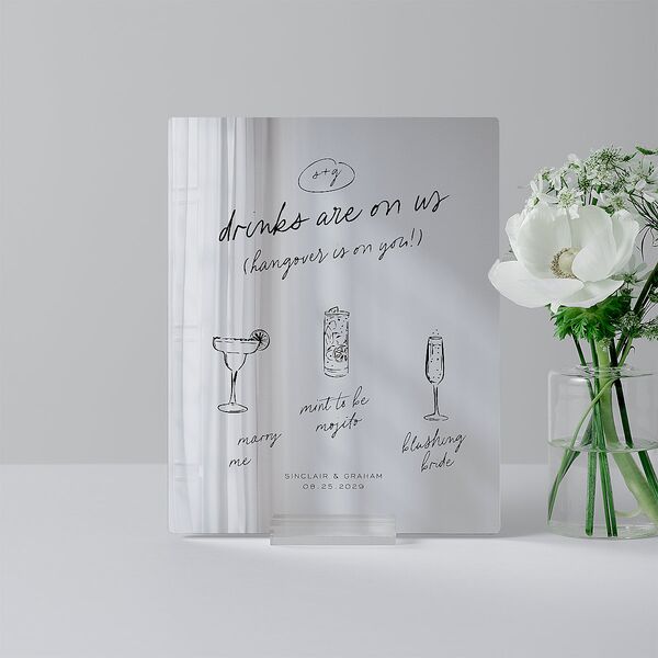 Sunny Day Modern Script Mirrored Acrylic Bar Tabletop Sign X-small Pure White Standard Mirrored Acrylic XS Tabletop Bar