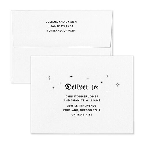 Moody Gothic Rose Save the Date Petite Card Envelopes Midnight White Both Recipient and Return Addresses Signature Standard