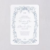 Antique Victorian Botanical Wedding Invitations Dusty Blue Signature Blank No Rounded