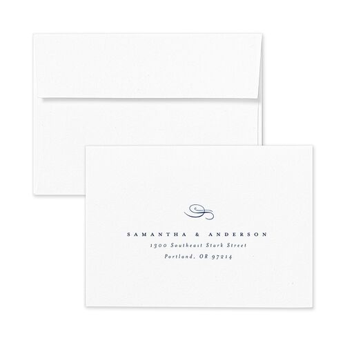 Flourishing Love Wedding Response Card Standard Envelopes White Navy Return Address Signature Standard