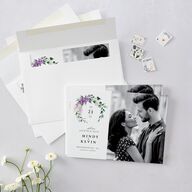 Romantic Wisteria Save The Date Cards Purple Petal Signature smooth Blank No Standard