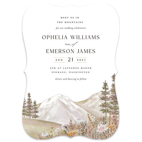 Mountain Wildflowers Wedding Invitations Mocha Signature Blank No Bracket