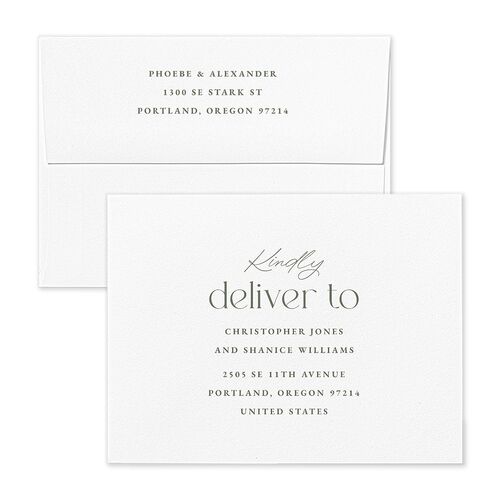 Striking Scene Save the Date Petite Card Envelopes White Thyme Both Recipient and Return Addresses Signature Standard