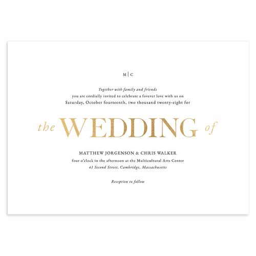 Classically Stated Wedding Invitations Pure White Gold No Signature Blank