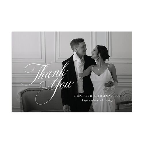 Classic Script Photo Thank You Postcards Regency Blue