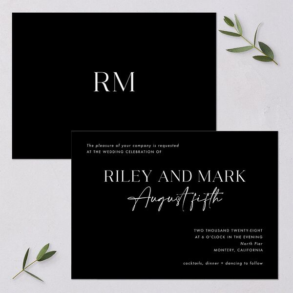 Modern Contrast Wedding Invitations Midnight Signature Blank No Standard