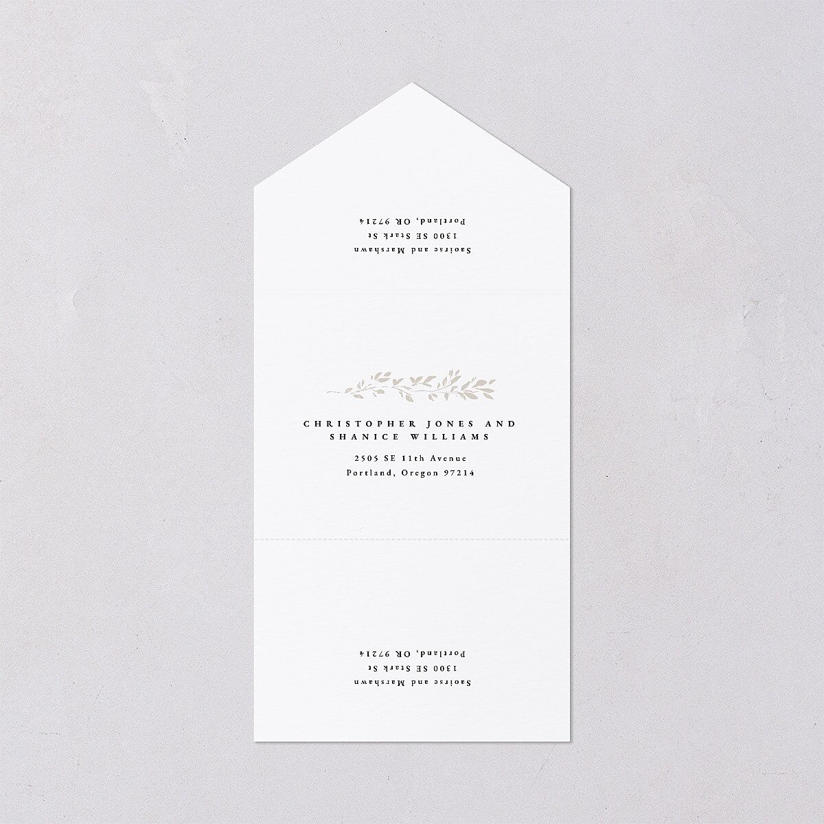 Dainty Frame All-in-One Wedding Invitations Pure White Signature Light Both Recipient and Return Addresses No
