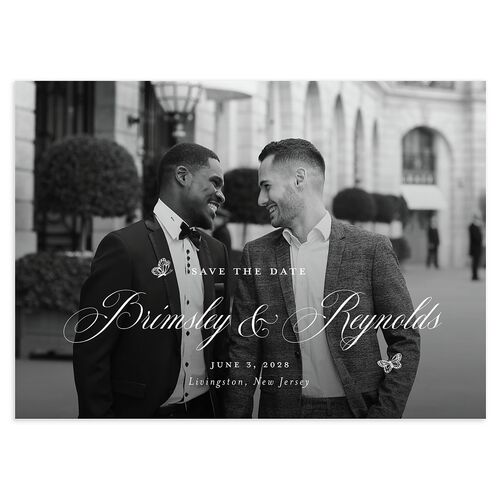 Elegant Antique Toile Frame Save the Date Cards by Bridgerton Bordeaux Signature smooth Blank No Standard
